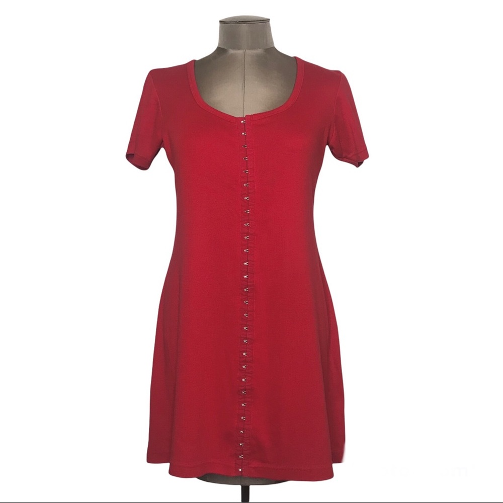 90s Vintage Currents Red Skater Dress Size Large